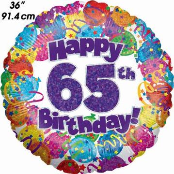65th Party Birthday Holographic 36inch - Clearance